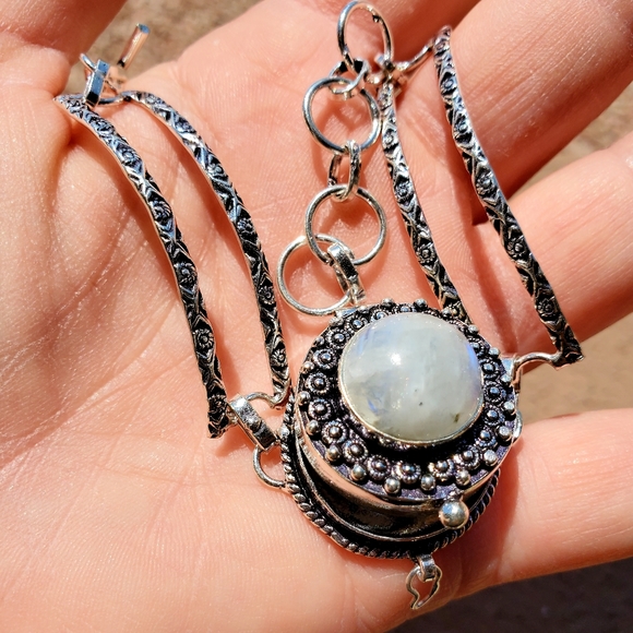 New Rainbow Moonstone 925 Silver Poison Bracelet. - Picture 10 of 14